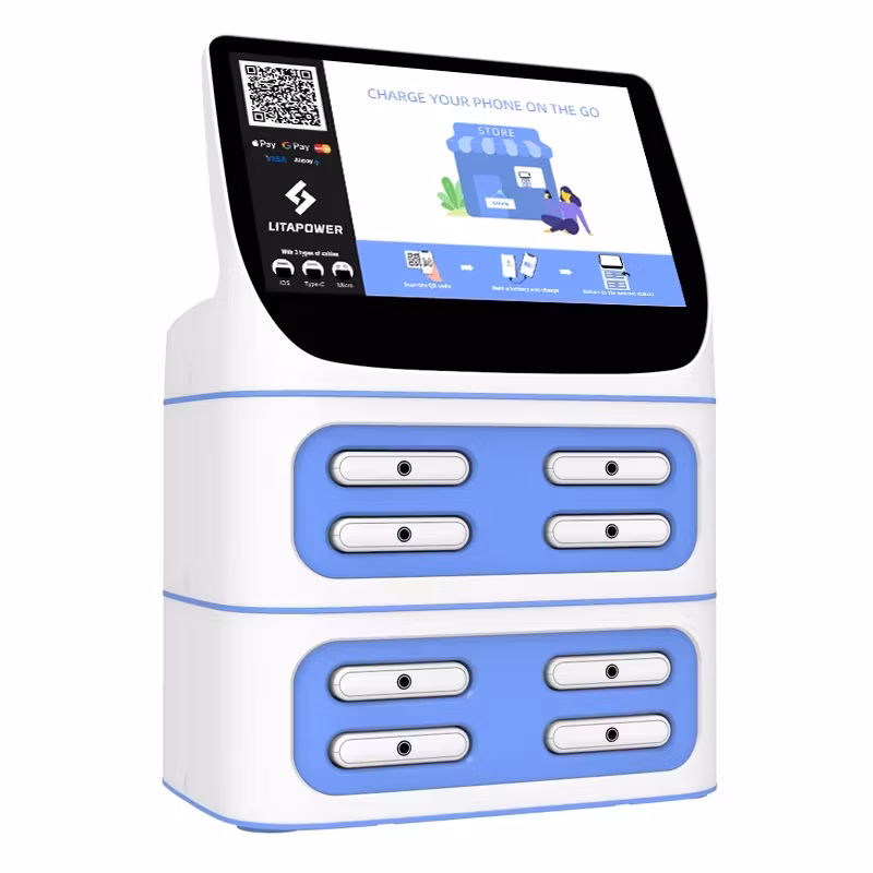 2025 New 8 Slots Shared Power Bank 5000mAh Sharing Power Bank Rental Sharing Station Portable Charger for Store Hotels Hospitals