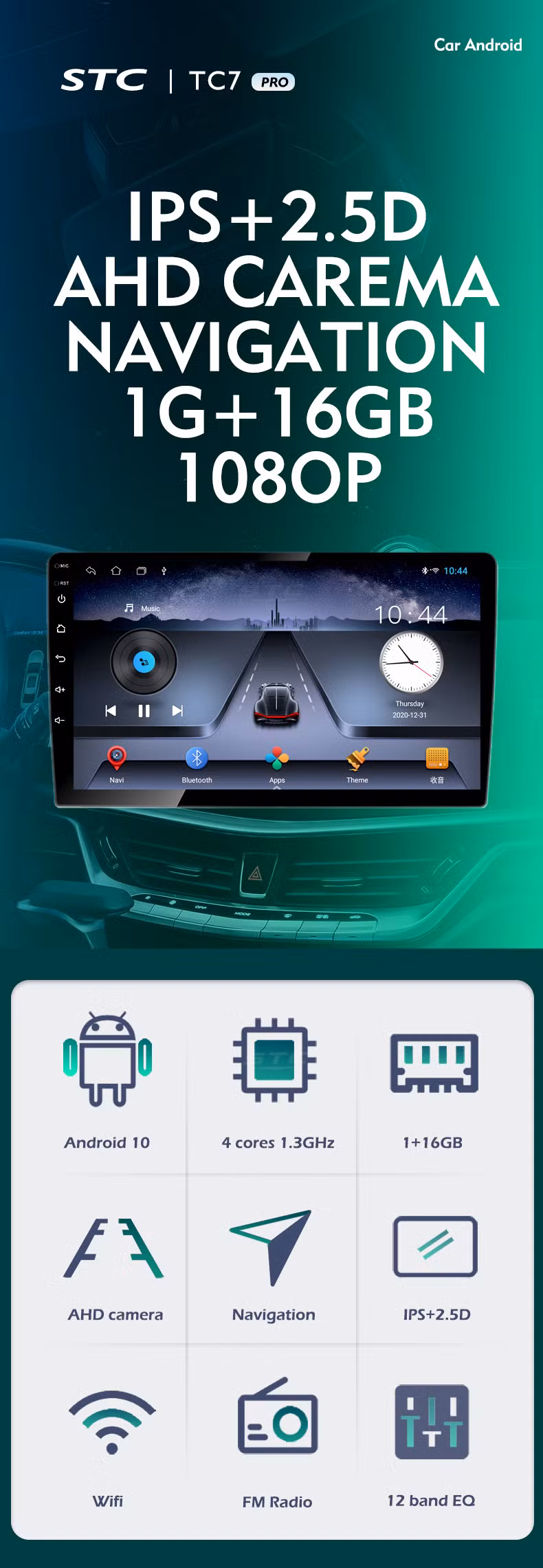 7 9 10 Inch Universal DVD Car Player Android Car Radio 2.5D GPS Navigation Autoradio Multimedia Player