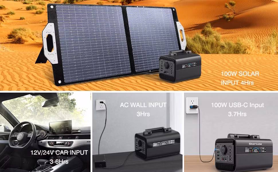 Portable Power Station 300W 294.4wh LiFePO4 Battery
