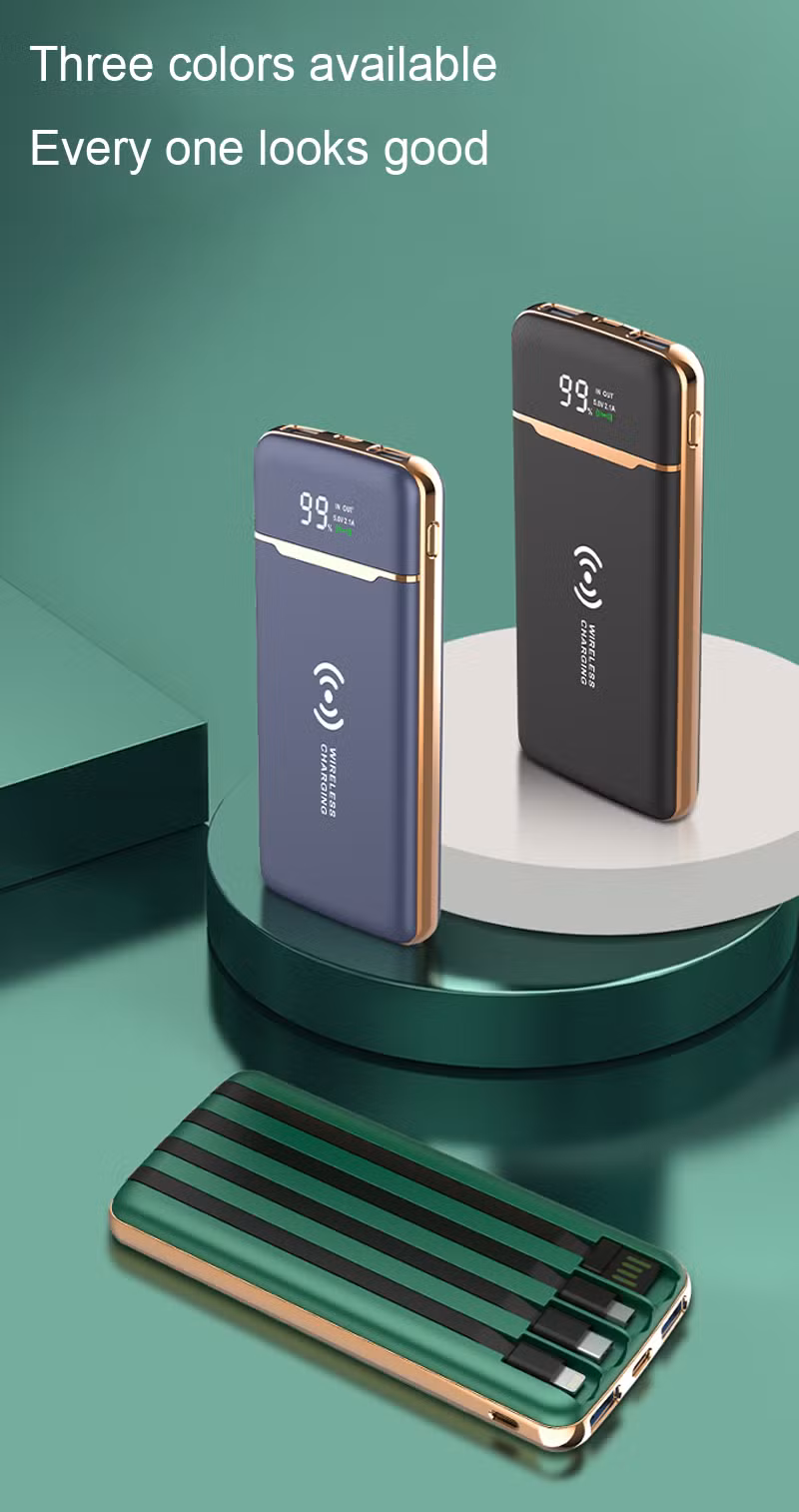 New Gold Plated Power Bank 10000mAh Wireless Charging Station with Digital Display