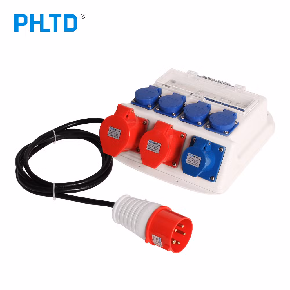 Phltd IP65 Industrial Portable Power Socket Box Plug Outlet with Wall-Mounted, for Factory Airport Stations Power Distribution