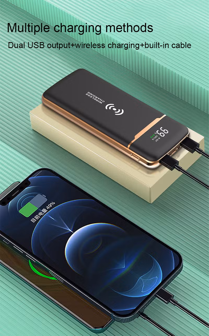 New Gold Plated Power Bank 10000mAh Wireless Charging Station with Digital Display