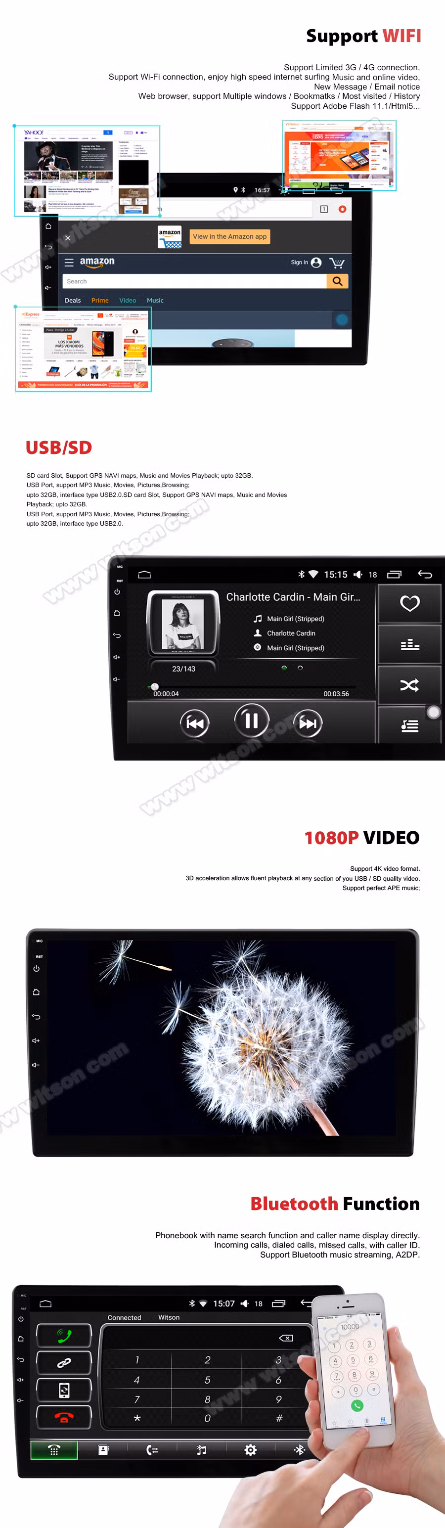 Witson Android 11 Car DVD Player Universal for Mitsubishi 2006-2012 Outlander 4GB RAM 64GB Auto Multimedia GPS Head Unit