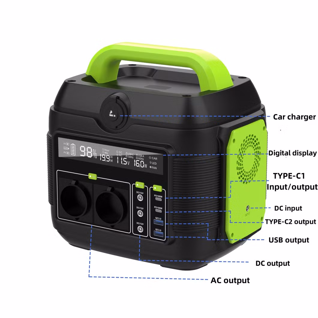 Portable 220V 600W Outdoor Camping Energy Storage Mobile Generator Emergency Charger Solar Power Supply Station Power Bank for Outdoor