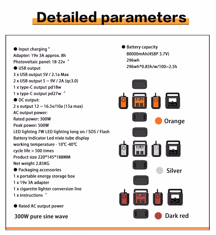 Bxst 80000mAh Portable Lithium Battery Solar Generator Portable Emergency Power Supply for Outdoor Camping and Hiking