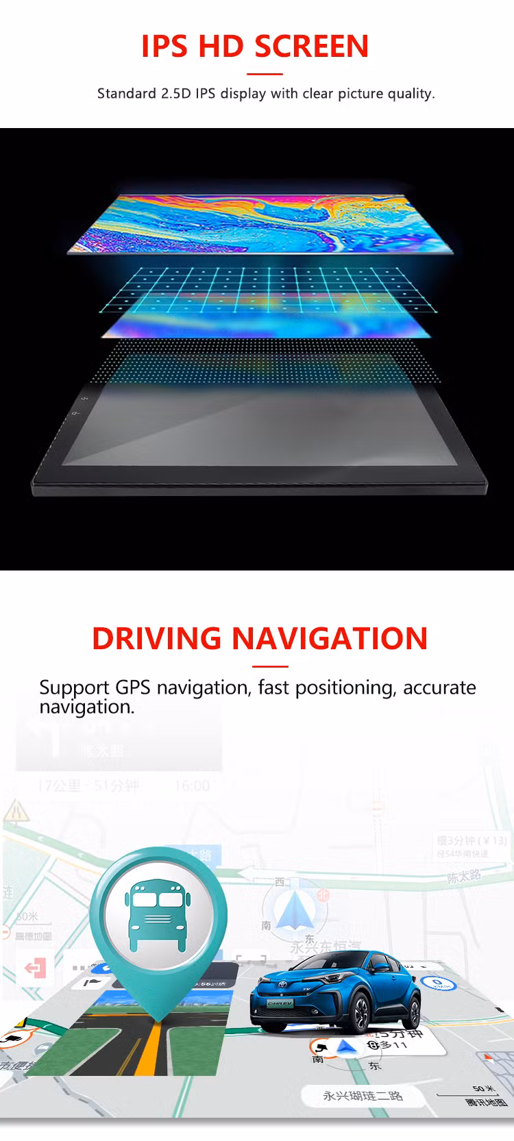 Wemaer 3D Bird View Vehicle Waterproof Camera Car Navigation Touch Screen Car DVD Player Built-in HD Android Navigation