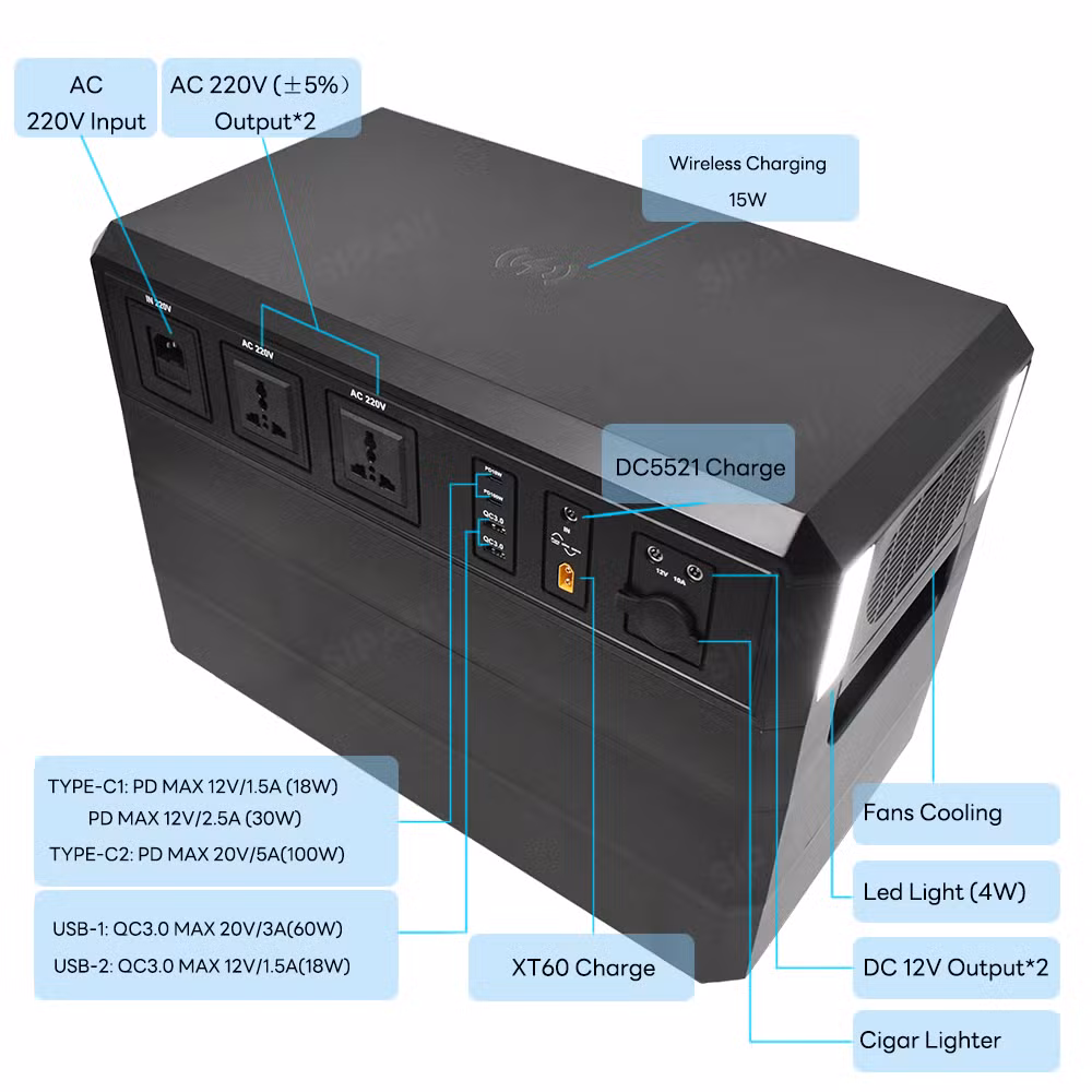Power Station Solar Energy System 300W 500W 1000W 2000W 3000W 5000W LiFePO4 Outdoor Solar Power Generator Portable Power Station