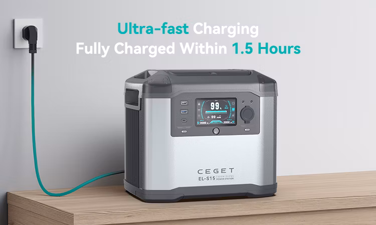 Ceget S15 Portable Power Station 960wh Camping Lithium Battery Solar Generator Fast Charging with AC Outlet 1800W Peak Power Bank (Solar Panel Optional)