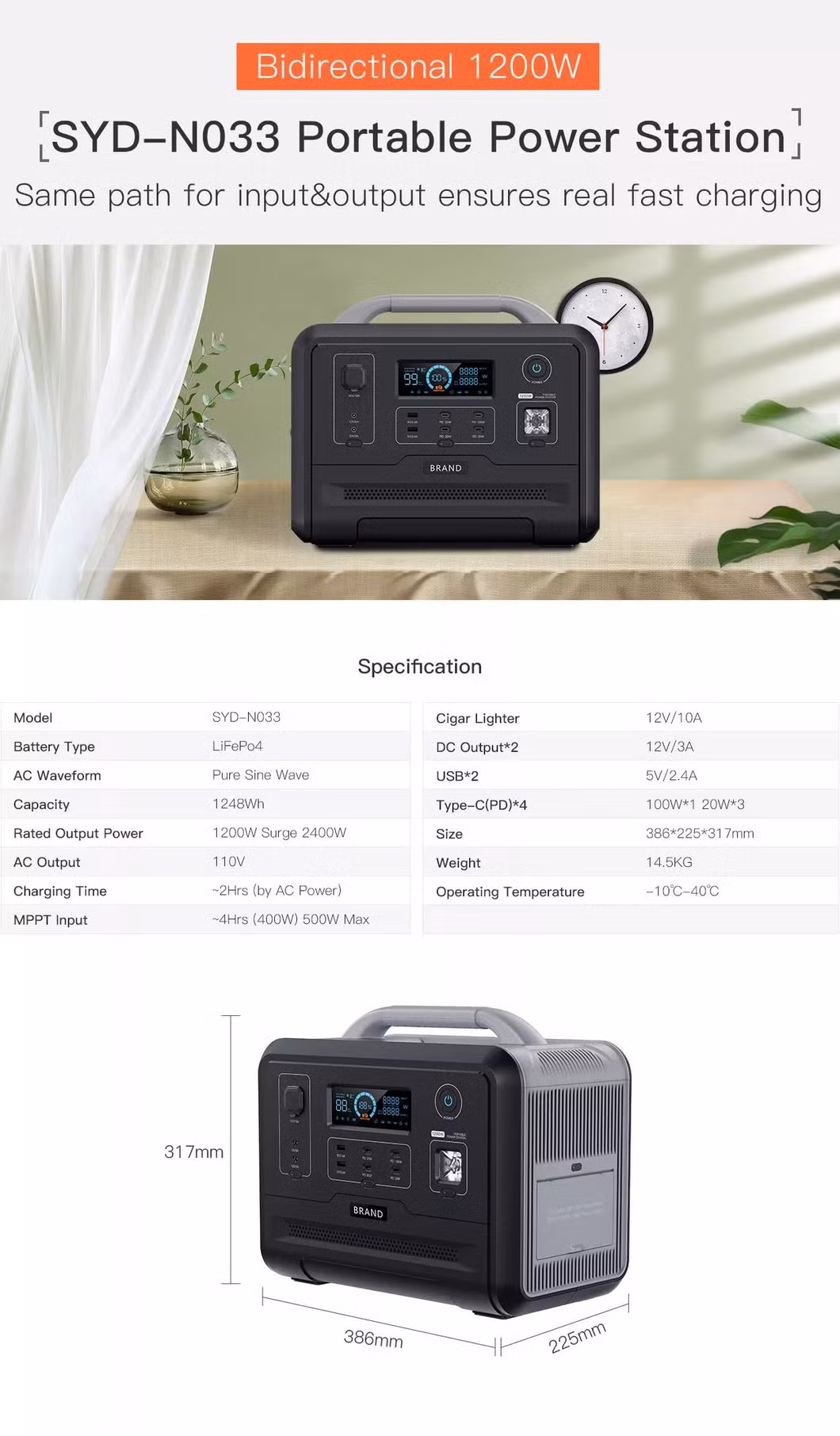 110V 220V Portable Solar Power Station LiFePO4 Lithium Ion Battery 960W 1200W Solar Generator for Home Solar System Backup Battery