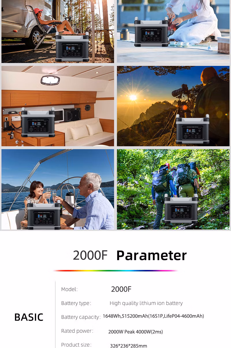 2000W Portable Power Station Power Station with Portable Solar Panel for Outdoor