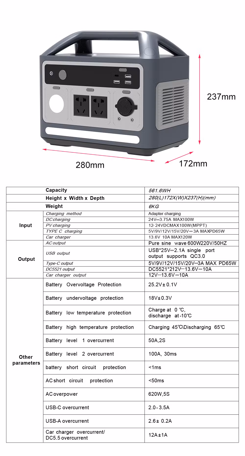 Nextgreenergy High Capacity Portable Power Station 600W Solar Generator LCD Display 100W with Solar Panels