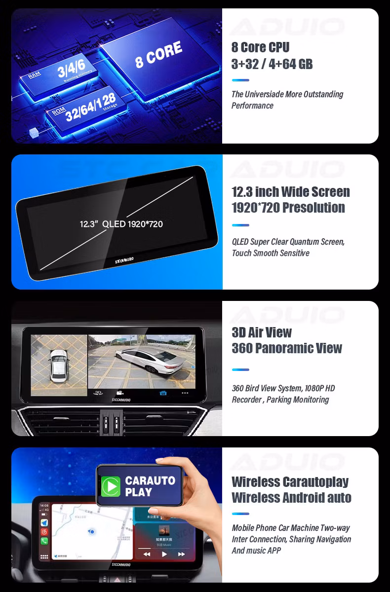12.3 Inch 1DIN Android Car Radio DVD Player Stereo Autoradio Support Qled Touch Screen GPS Navigation Auto Multimedia Player
