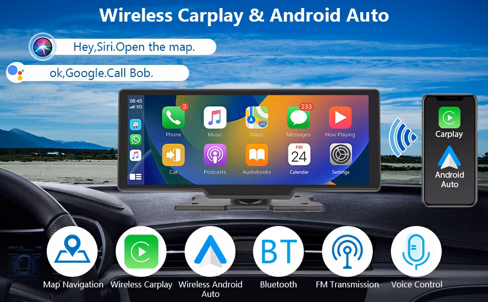 Rh-W515 10.26 Inch Touch Screen Carplay Android Auto Bluetooth Multimedia Player Car Video