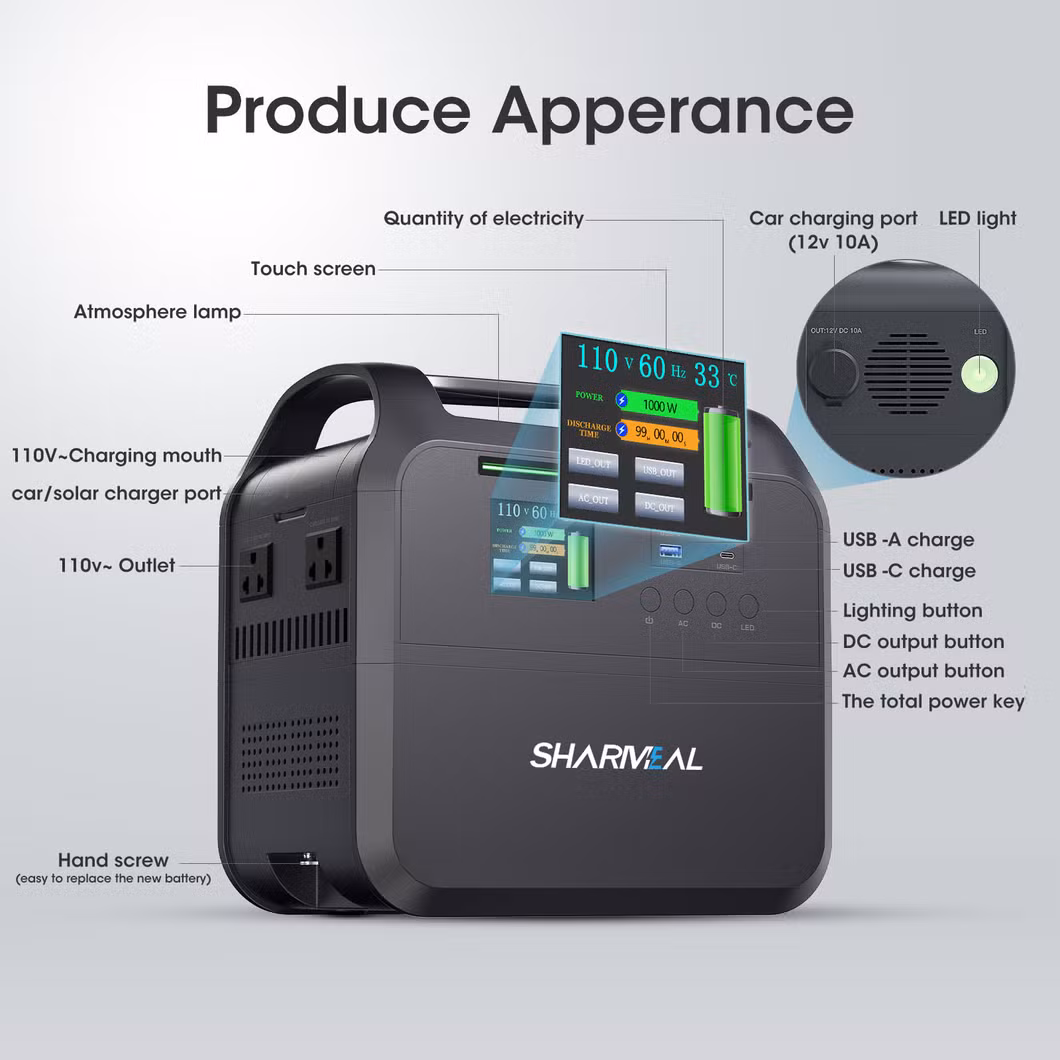 Manufacturer Custom Logo Charging Battery 1500-Watt Solar Generator Banks Supply 1500W Portable Power Station