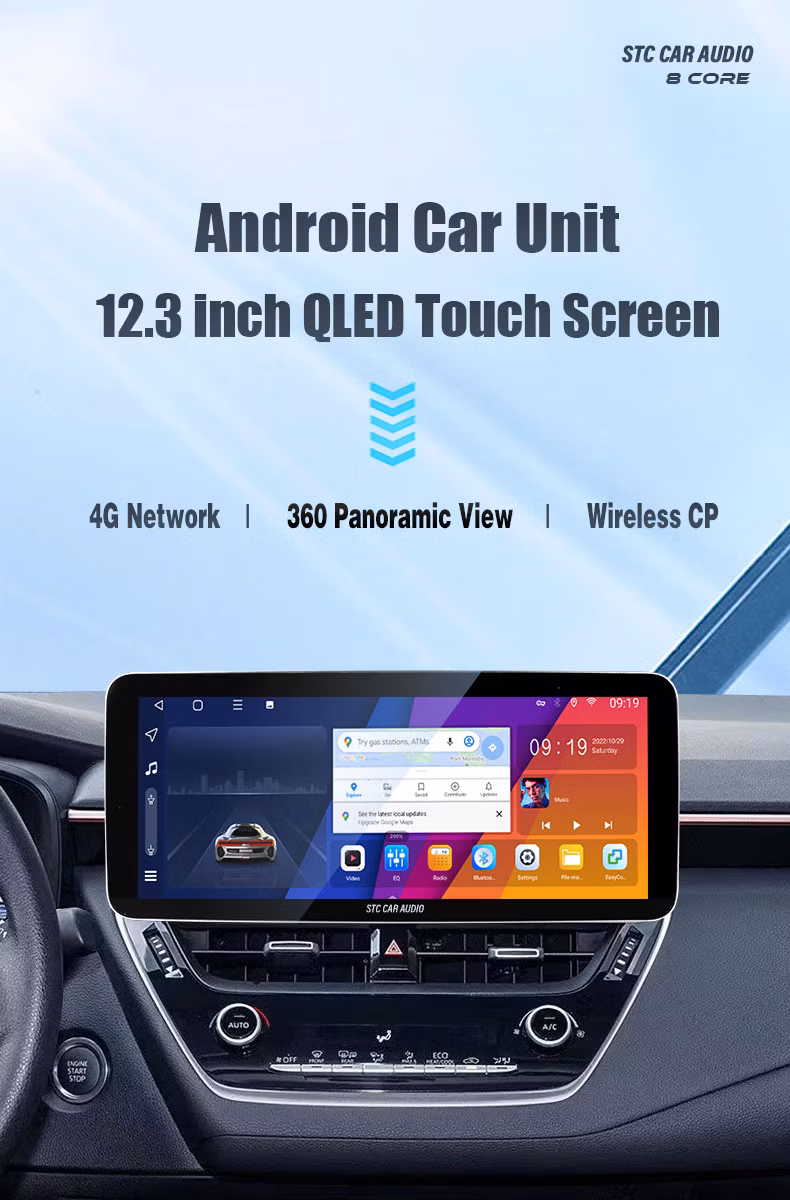 12.3 Inch 1DIN Android Car Radio DVD Player Stereo Autoradio Support Qled Touch Screen GPS Navigation Auto Multimedia Player