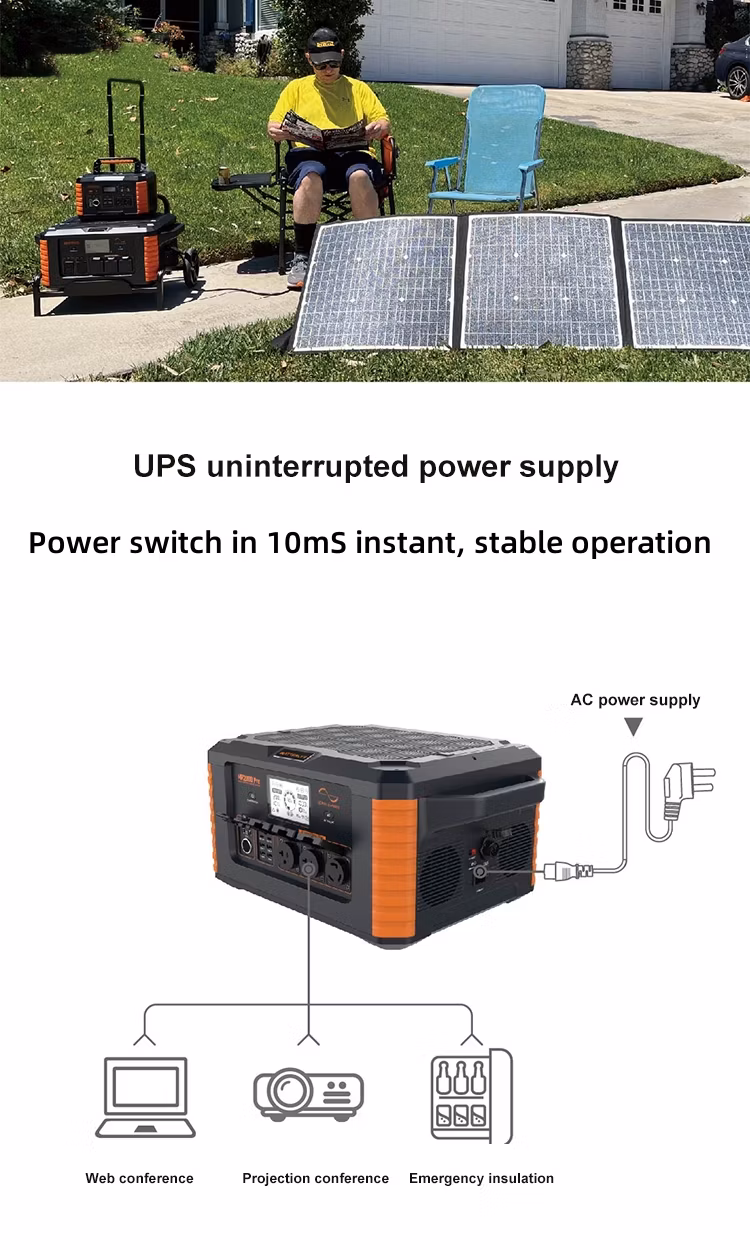 Fast Charging Lithium Portable Power Station Refer to Solar Panels Supply 2000W Storage Battery