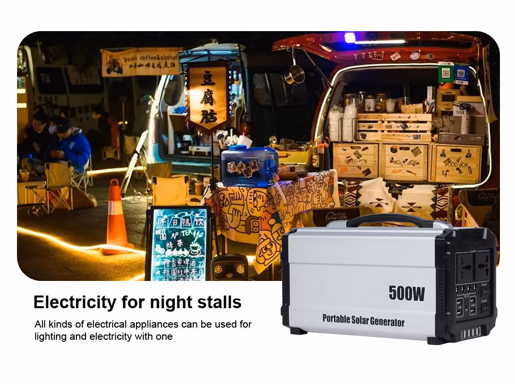 Customized 500wh Outdoor Aoke Ion Solar Charger Lithium Battery Portable Power Station