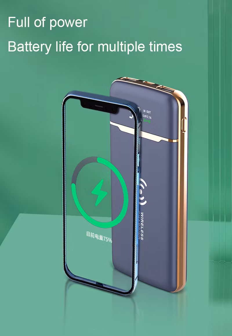 New Gold Plated Power Bank 10000mAh Wireless Charging Station with Digital Display