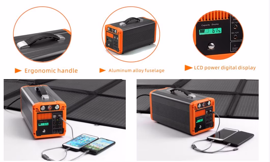 500W Portable Power Supply 3D Hologram Battery Power Station Emergency Outdoor Camping Power Bank Station