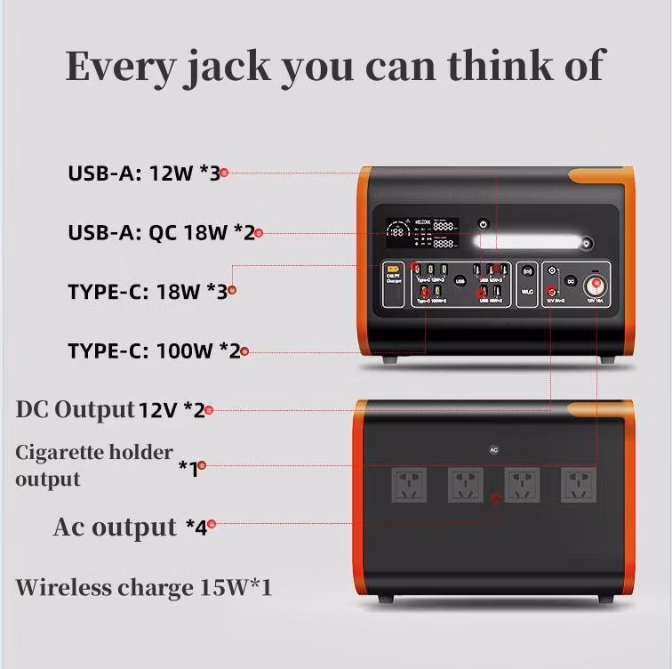 600W 1000W Outdoor Travel Charging Power 2000W 2200W Portable Solar Power Station