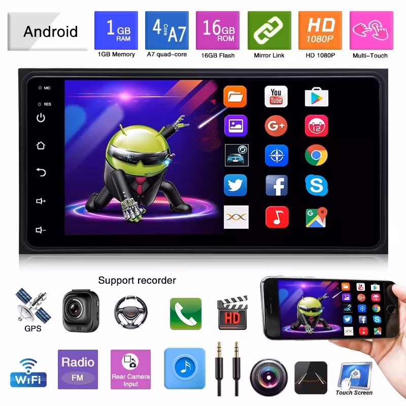 Suitable for Toyota GM 7′′ Touch Screen Car Double DIN Music Video Stereo Auto Radio Car MP3 MP4 DVD Player
