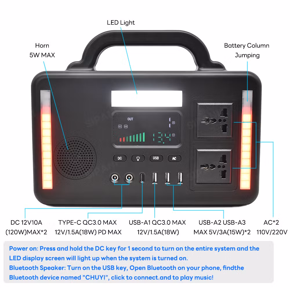 Power Station Solar Energy System 300W 500W 1000W 2000W 3000W 5000W LiFePO4 Outdoor Solar Power Generator Portable Power Station