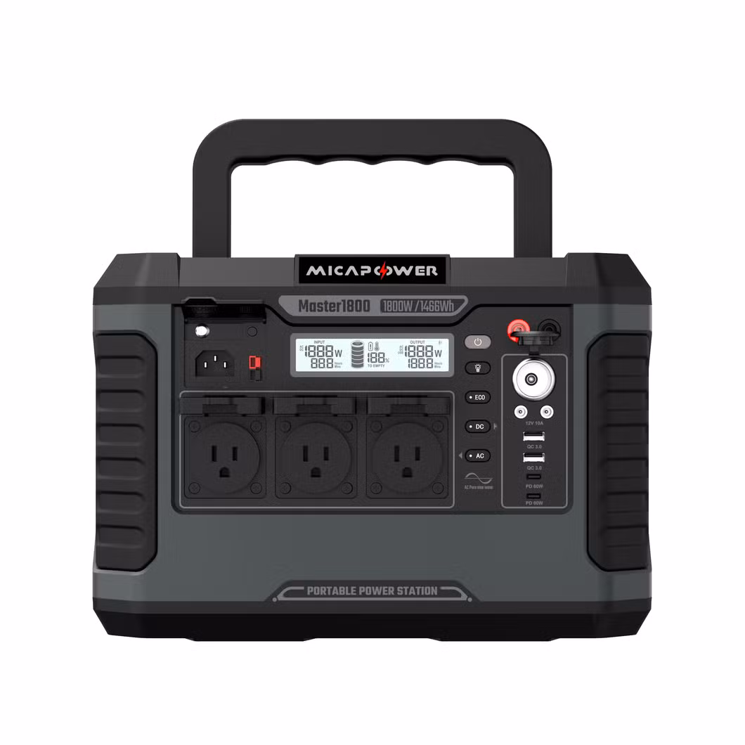 1800W Power Station Outdoor Camping Solar Generator LiFePO4 Battery Solar Portable Power Station for Emergency