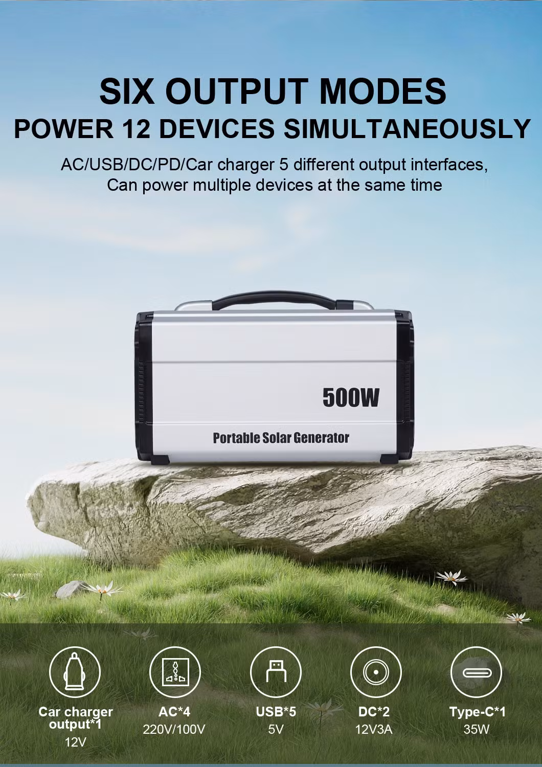Customized 500wh Outdoor Aoke Ion Solar Charger Lithium Battery Portable Power Station