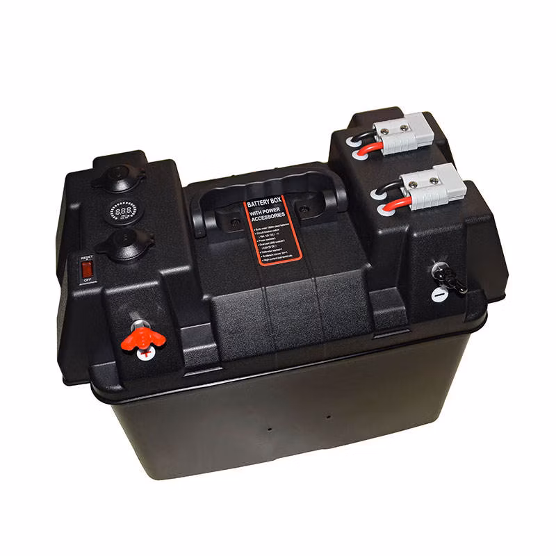 Portable Dual Battery Box Power Station Kit 12 V Marine Boat Camping Battery Boxes All-in-One Portable Power Solution