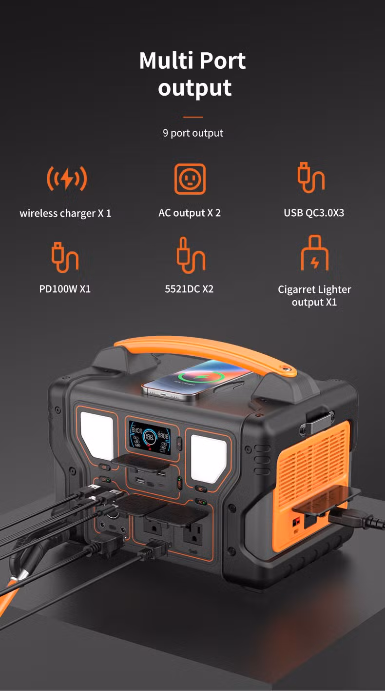2-Way Fast Charging Outdoor Multi-Purpose 600W Portable Charging Station Power Bank