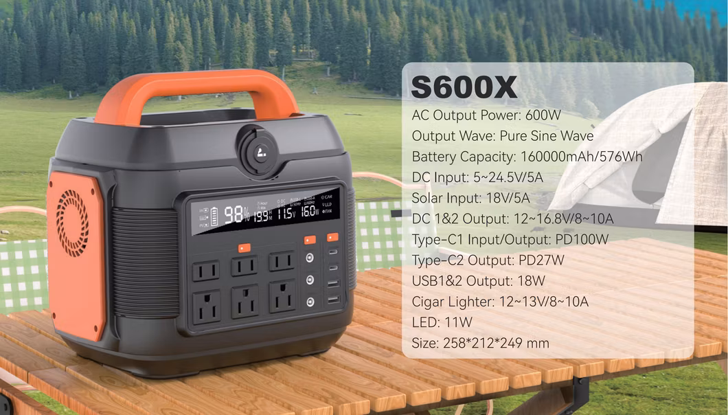 Portable 220V 600W Outdoor Camping Energy Storage Mobile Generator Emergency Charger Solar Power Supply Station Power Bank for Outdoor