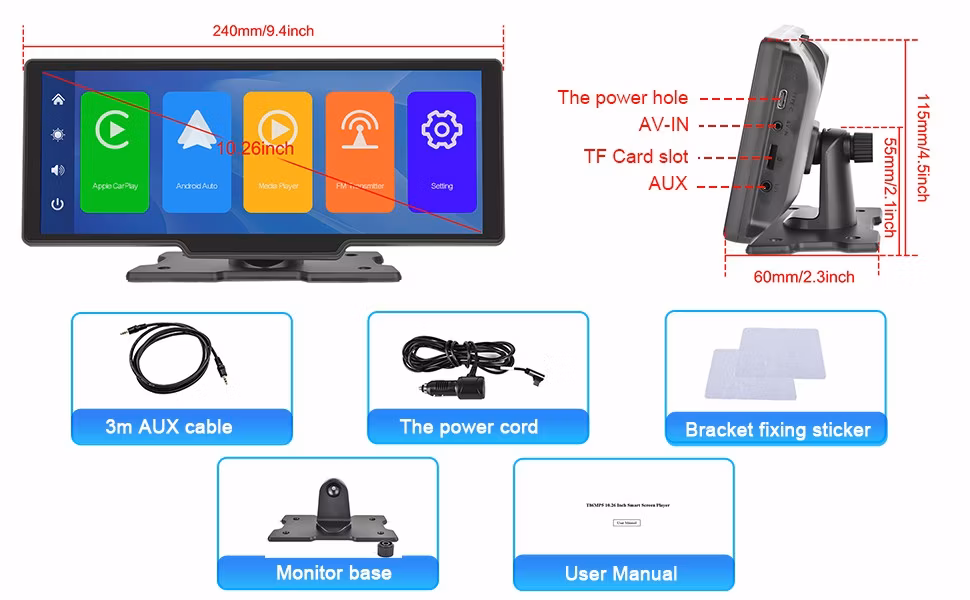 Rh-W515 10.26 Inch Touch Screen Carplay Android Auto Bluetooth Multimedia Player Car Video