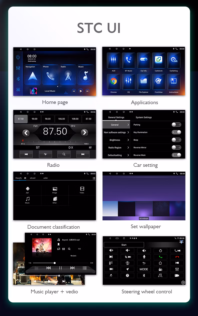 Hot Selling Car Auto Radio GPS Player Stereo Newest Android 10 System 9 Inch Slim Body Universal Touch Screen DVD Player