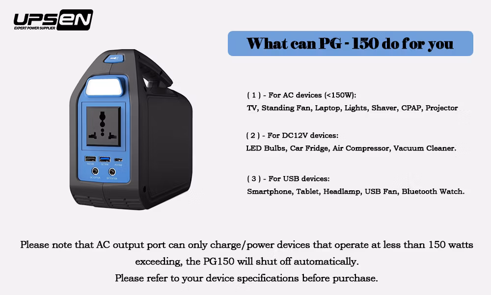 150W Portable Power Station with Solar Panel Home Outdoor 110V 220V Power Banks Solar Charging Station