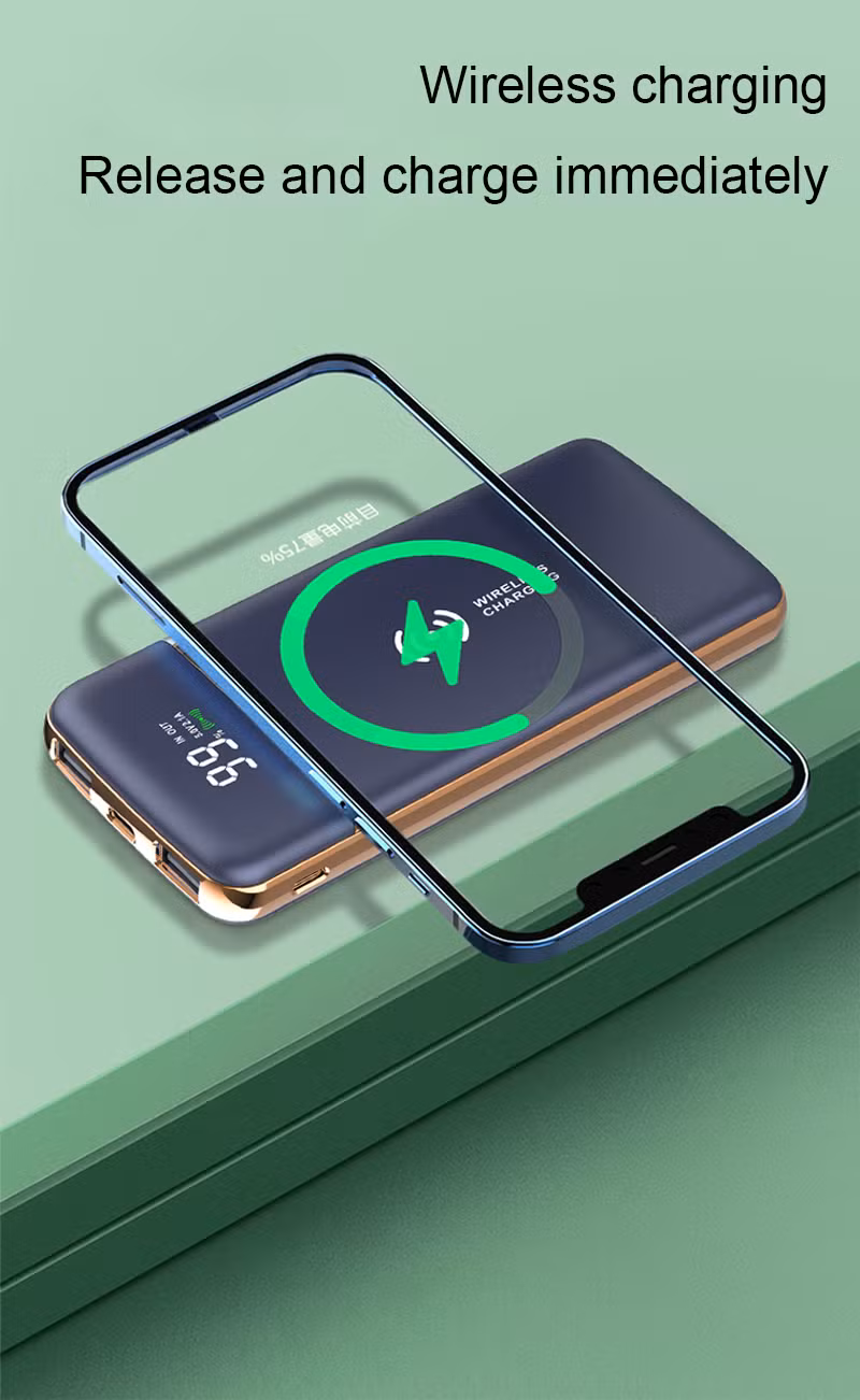 New Gold Plated Power Bank 10000mAh Wireless Charging Station with Digital Display