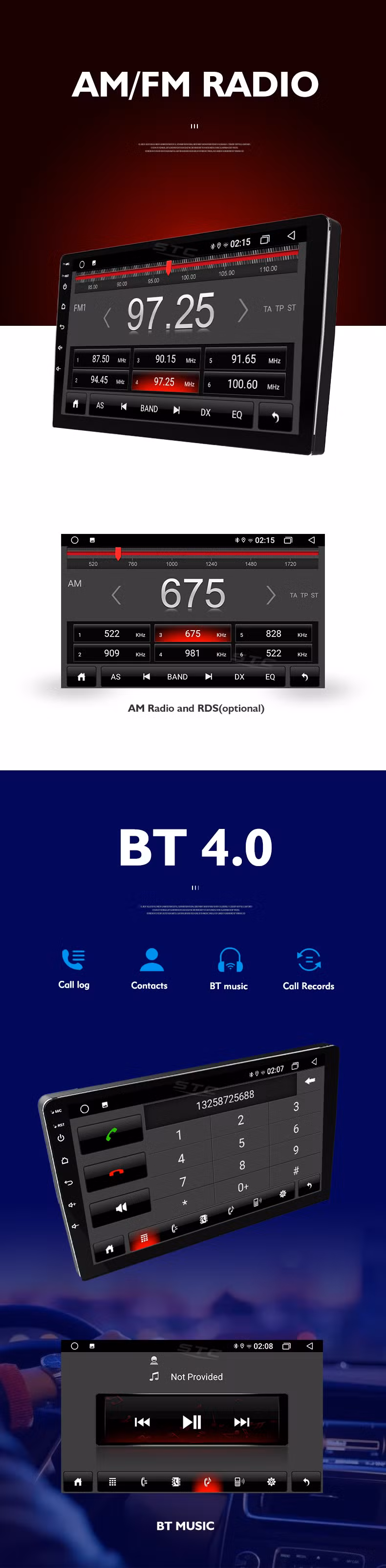 Stc Hot Seller T3l 9/10 Inch 2+32GB Car Android Headunit Multi Themes Android 10 Carplay Car DVD GPS Navigation Player