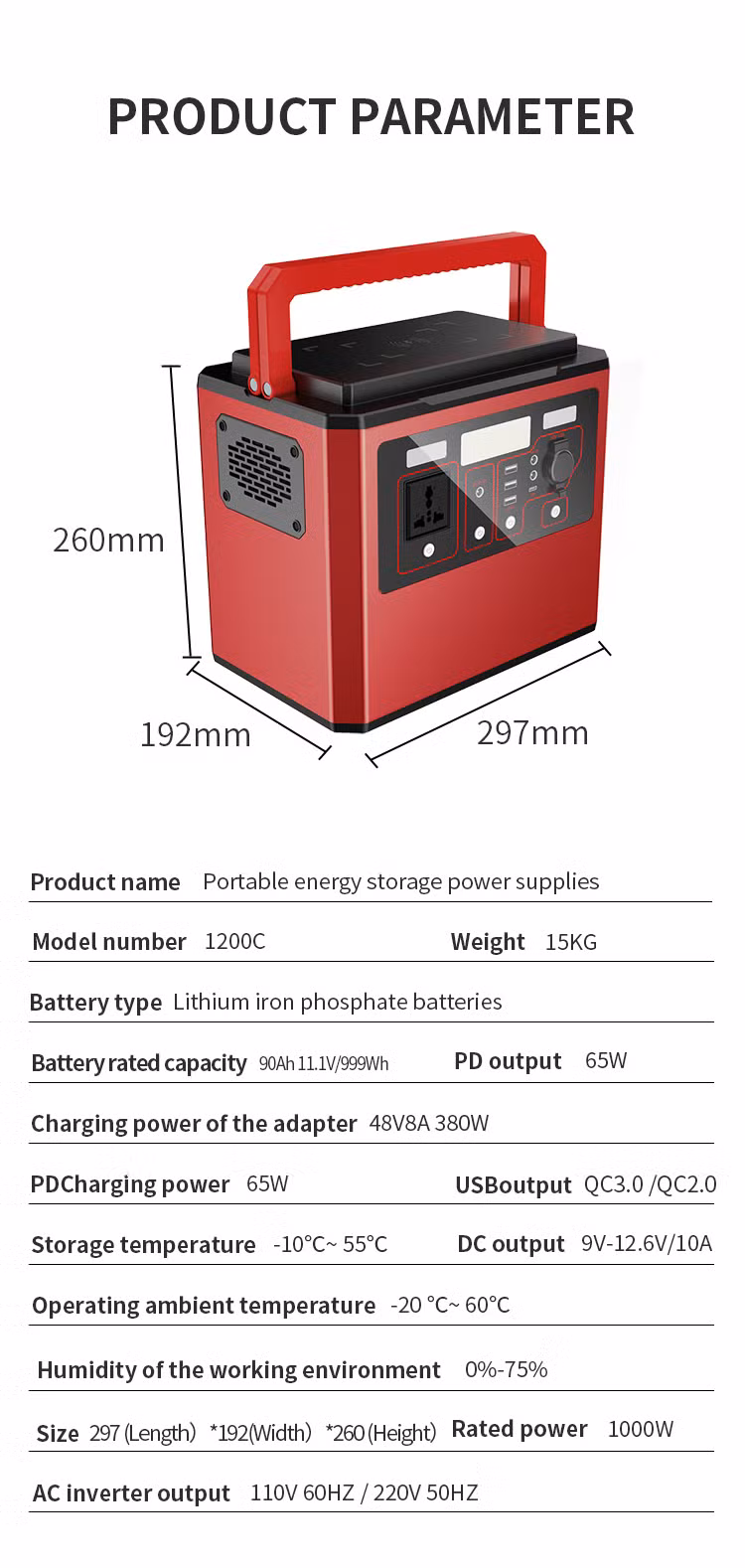 CE/FCC/MSDS/PSE/Un38.3/RoHS 15kg Powered Generator Portable Power Solar Station with Cheap Price A1000