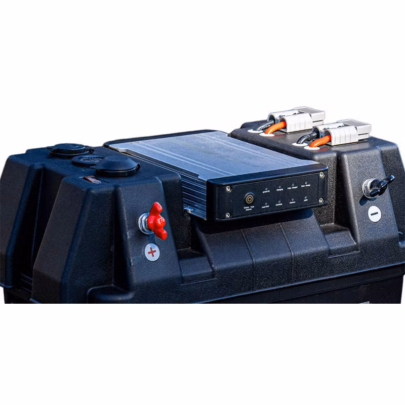 Portable Dual Battery Box Power Station Kit 12 V Marine Boat Camping Battery Boxes All-in-One Portable Power Solution