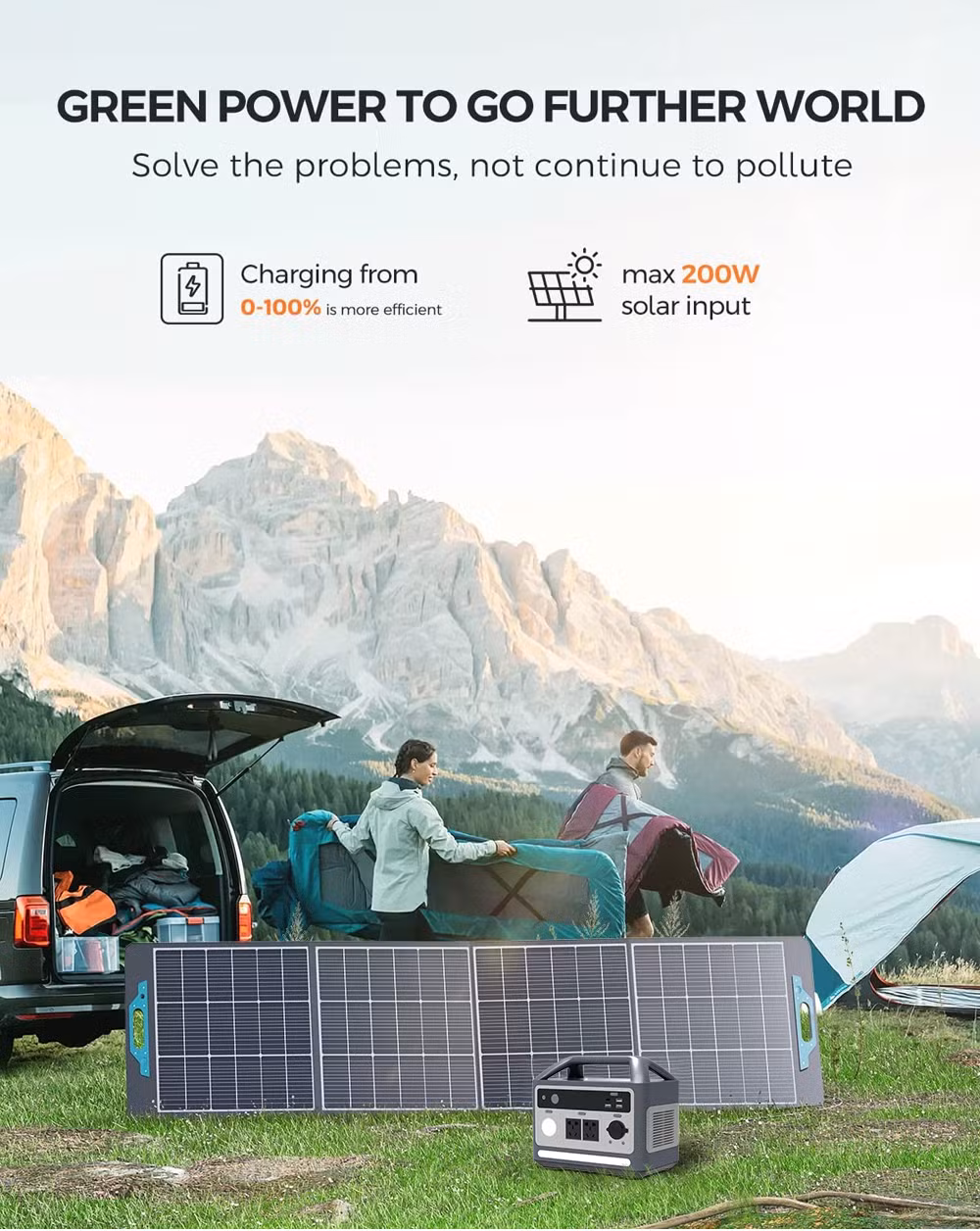 Nextgreenergy High Capacity Portable Power Station 600W Solar Generator LCD Display 100W with Solar Panels