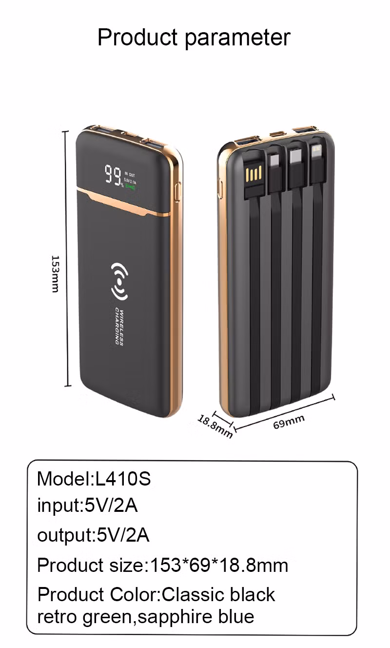 New Gold Plated Power Bank 10000mAh Wireless Charging Station with Digital Display