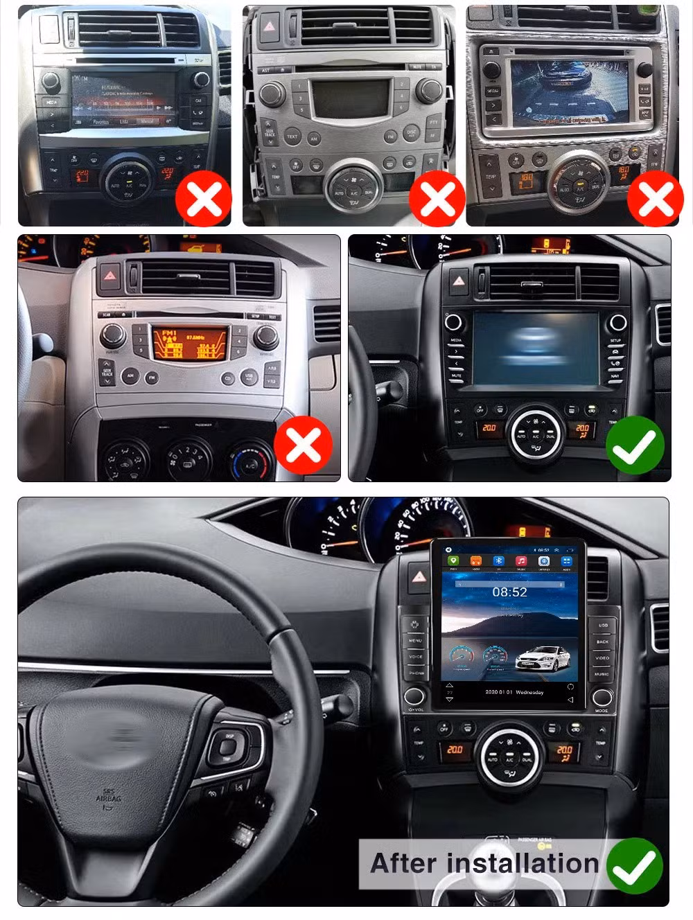 Tesla Style Android 13 GPS Multimedia Car Video Radio Player for Toyota Verso Ez 2009-2016