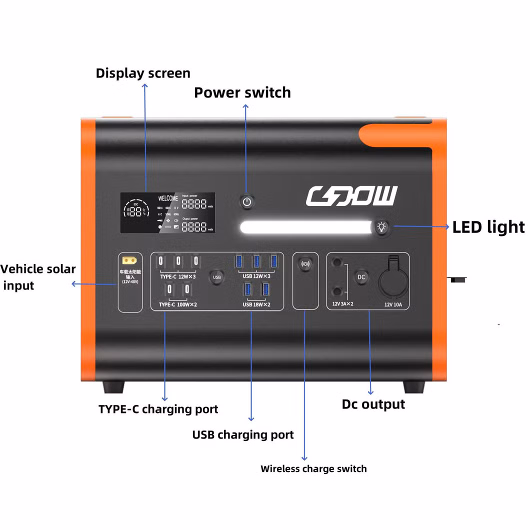 2000wh Portable Power Station 2000W High Capacity Quick Charging Power Bank Station Outdoor Power Station