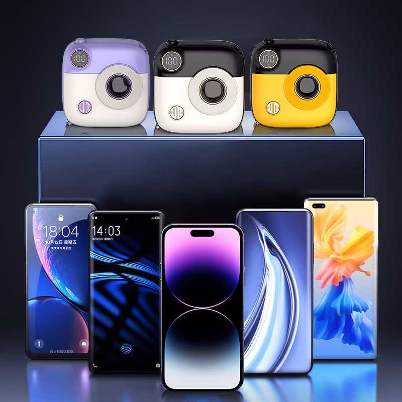 Best Selling Unique Camera Design Magnetic Wireless Power Bank 10000mAh Ultra Slim Pd20W Magsafing Built in Hook Portable Power Bank Station