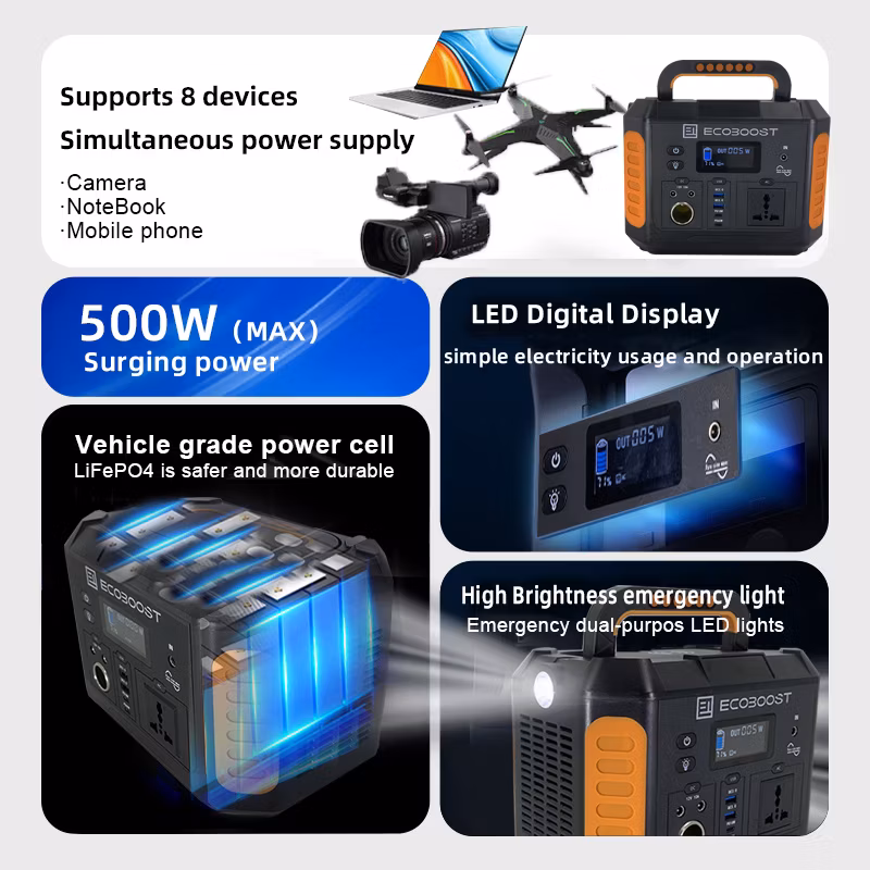 2024 Professtional Portable Power Station on 500wh for Car LiFePO4 Battery Portable Energy Storage, Good Quality, Convient for Camping