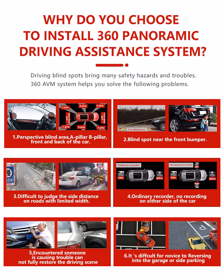 Wemaer OEM T5 Car Navigation Camera Car 360 720p 1080P GPS Bt Touch Android 10 Screen Dash DVD Player Auto 360 Car Camera System