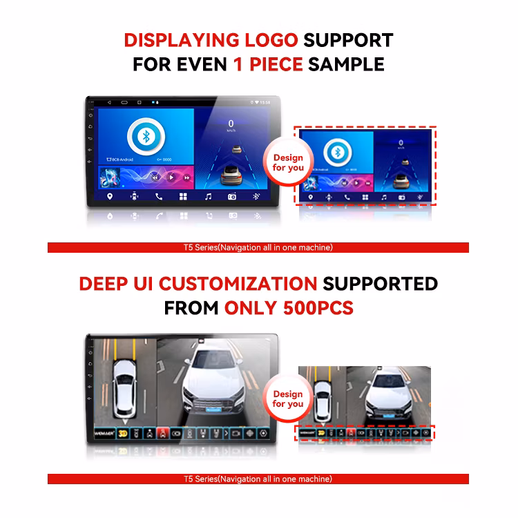 Wemaer OEM T5 Car Navigation Camera Car 360 720p 1080P GPS Bt Touch Android 10 Screen Dash DVD Player Auto 360 Car Camera System