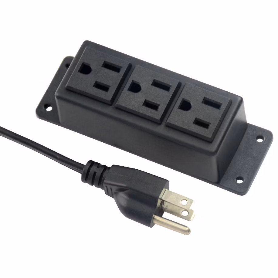 Safety & High Quality Bayu Black Customized UL Furniture 1~10 FT Us 3-Outlets Power Unit for Us & Canada Hotel & Office