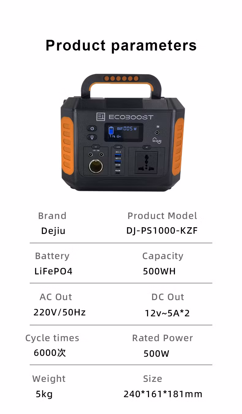 2024 Professtional Portable Power Station on 500wh for Car LiFePO4 Battery Portable Energy Storage, Good Quality, Convient for Camping