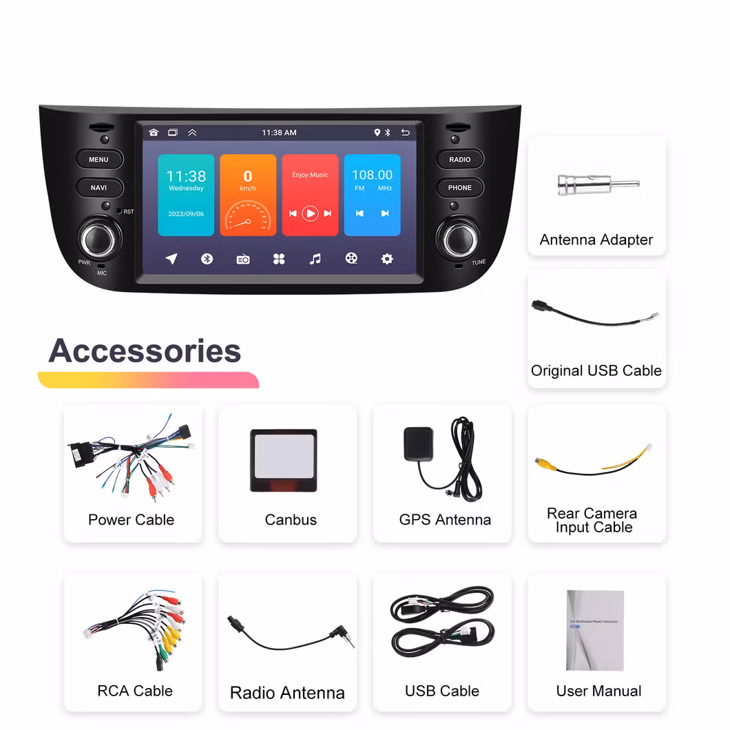 Punto10-16 Series Car Central Control Touch Screen 6.2 Inch/7 Inch Frame Integrated Replaceable Android Touch Screen System Android GPS DVD Player