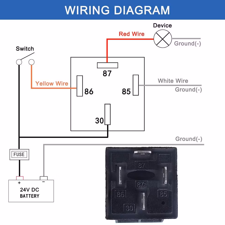 40/30 AMP 12V DC Waterproof Relay and Harness Heavy Duty 12 AWG Tinned Copper Wires 5-Pin Spdt Sealed Automotive Relay